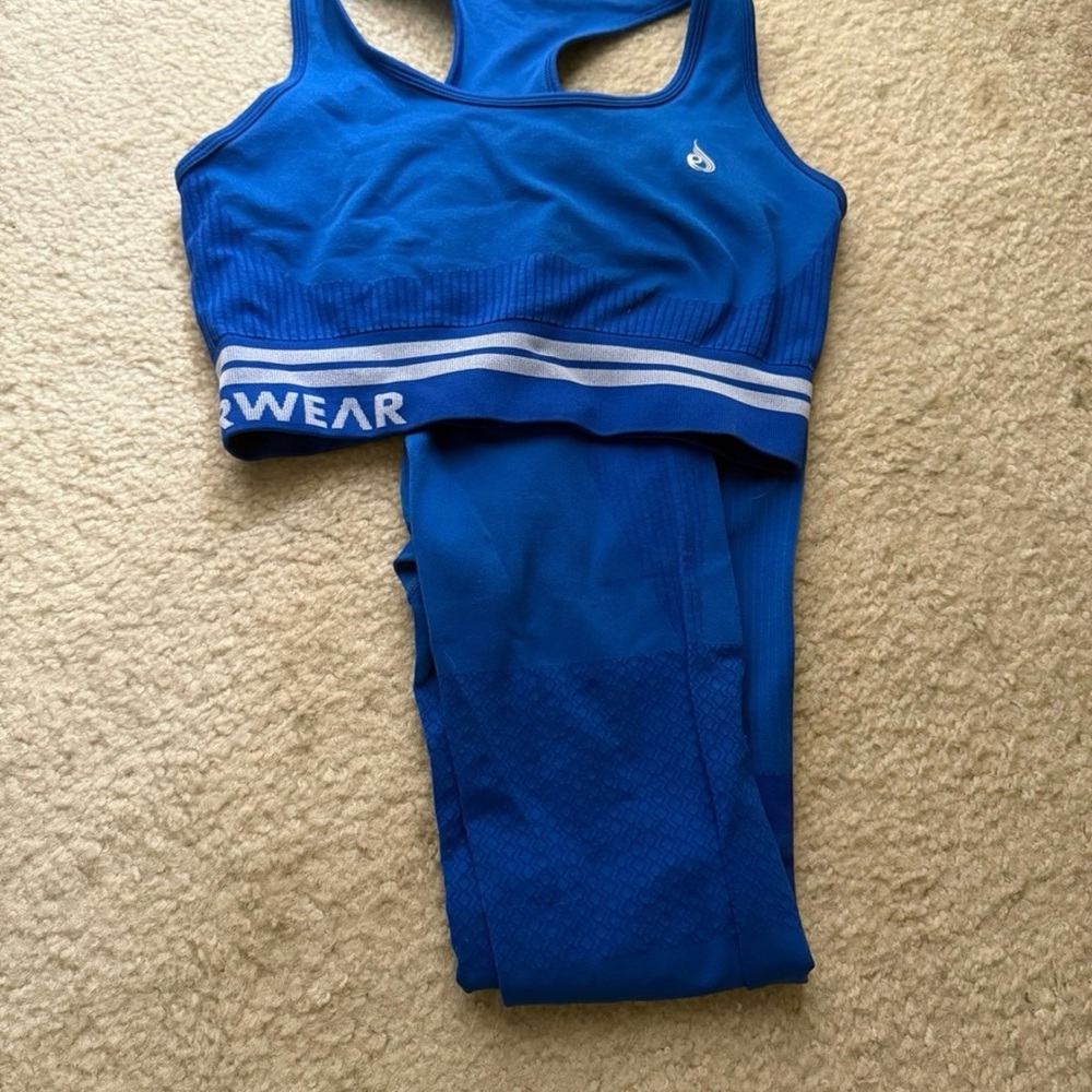 Ryderwear Blue Leggings and Sports Bra Set